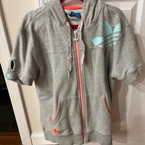 2012 Kids Adidas Short Sleeve Full Zip Hooded Sweatshirt (Medium)